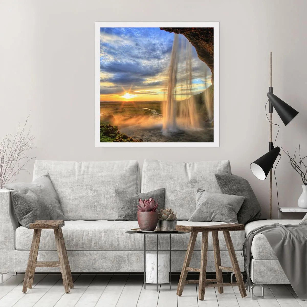 Affiche - Poster - Le monde derrière un voile de gouttes - 50x50 cm