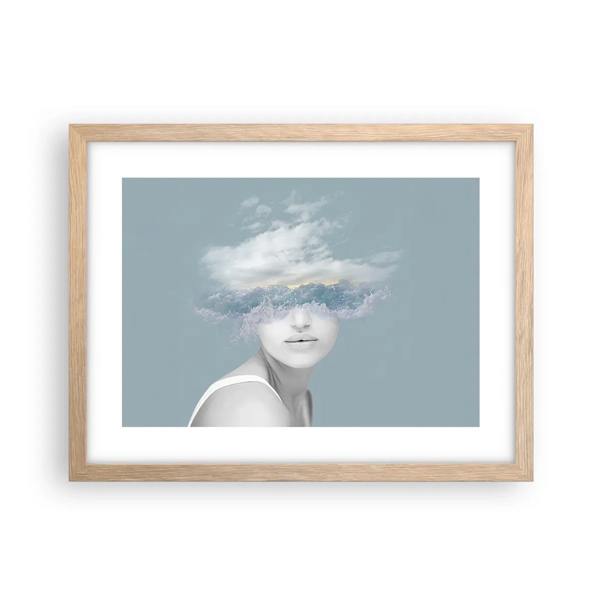 Affiche dans un chêne clair - Poster - La tête dans les nuages - 40x30 cm