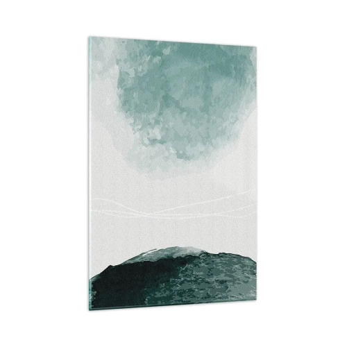Impression sur verre - Image sur verre - Une délicate composition abstraite dans des tons de vert avec des formes subtiles sur un fond clair. - 80x120cm - Rencontre avec le brouillard - Décoration murale moderne pour le salon et la chambre ARTTOR