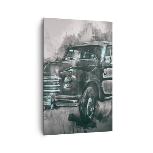 Impression sur toile - Image sur toile - Une voiture rétro classique avec un décor artistique - 80x120cm - Ancêtre respecté - Décoration murale moderne pour le salon et la chambre ARTTOR