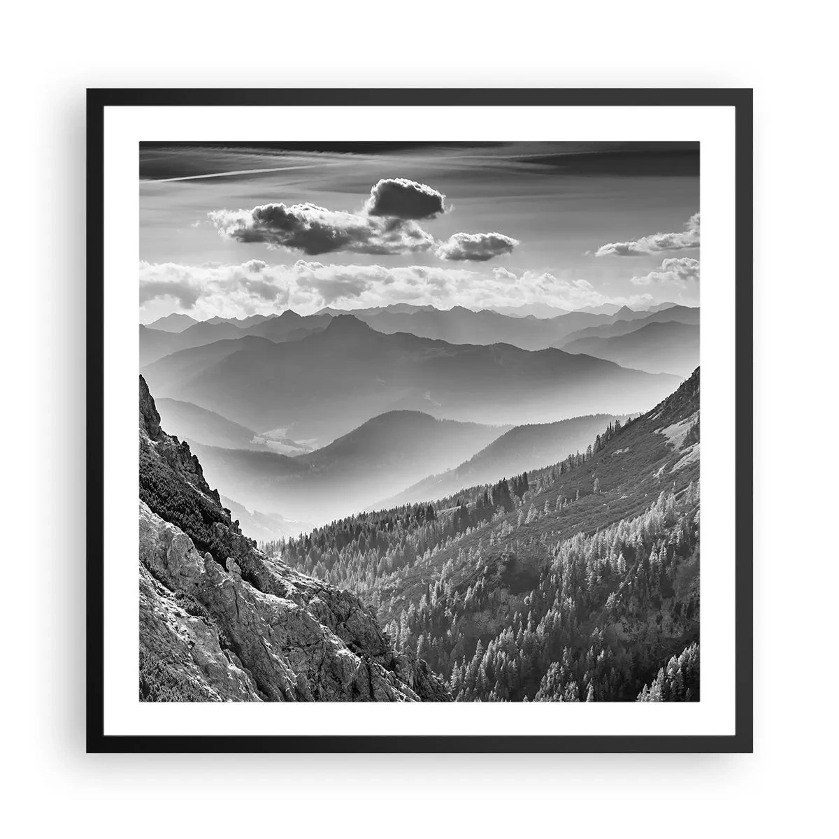 Affiche dans un cadre noir - Poster - Jusqu'à l'horizon - 60x60 cm