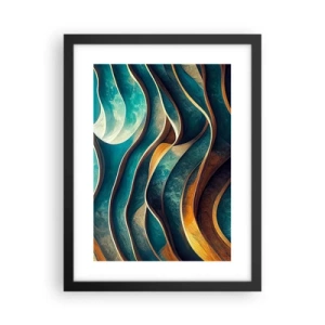 Affiche dans un cadre noir - Poster - Méandres de bleu - 30x40 cm