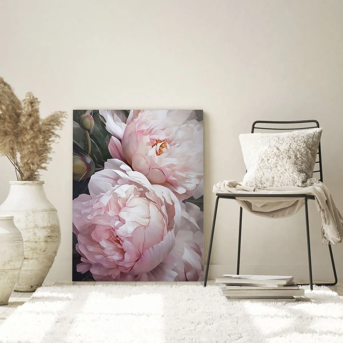 Impression sur verre - Image sur verre - Pivoines délicates dans une teinte rose clair en gros plan - 50x70cm - Arrêté en pleine floraison - Décoration murale moderne pour le salon et la chambre ARTTOR