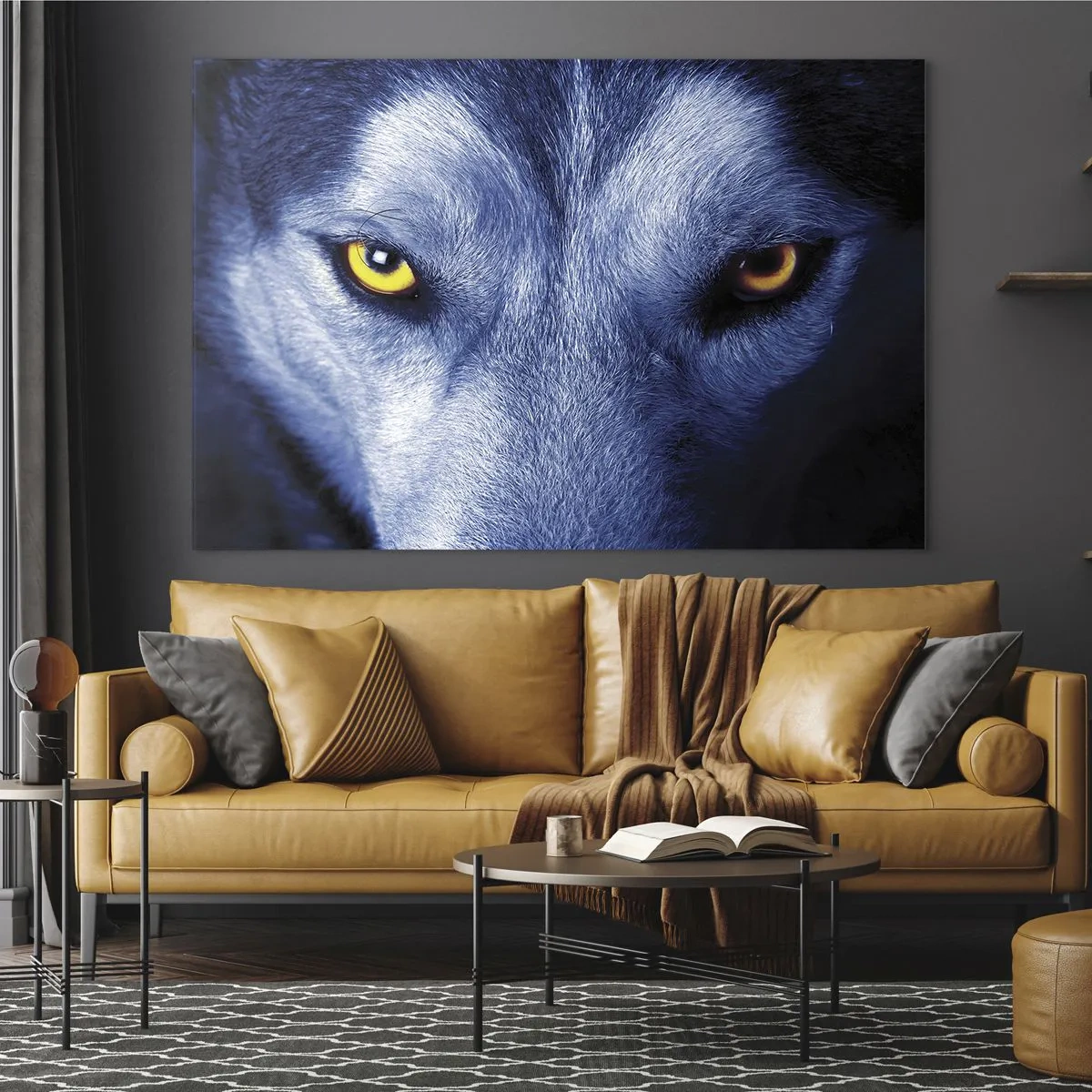Impression sur verre - Image sur verre - Le regard envoûtant d'un loup - 70x50cm - Regars hypnotique - Décoration murale moderne pour le salon et la chambre ARTTOR
