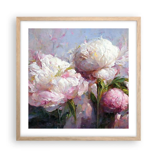 Affiche dans un chêne clair - Poster - Un bouquet plein de vie - 50x50 cm