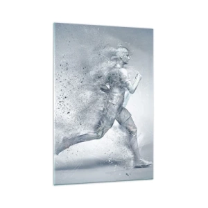 Impression sur verre - Image sur verre - Une figure dynamique courant dans un style abstrait - 70x100cm - Une énergie cristalline - Décoration murale moderne pour le salon et la chambre ARTTOR
