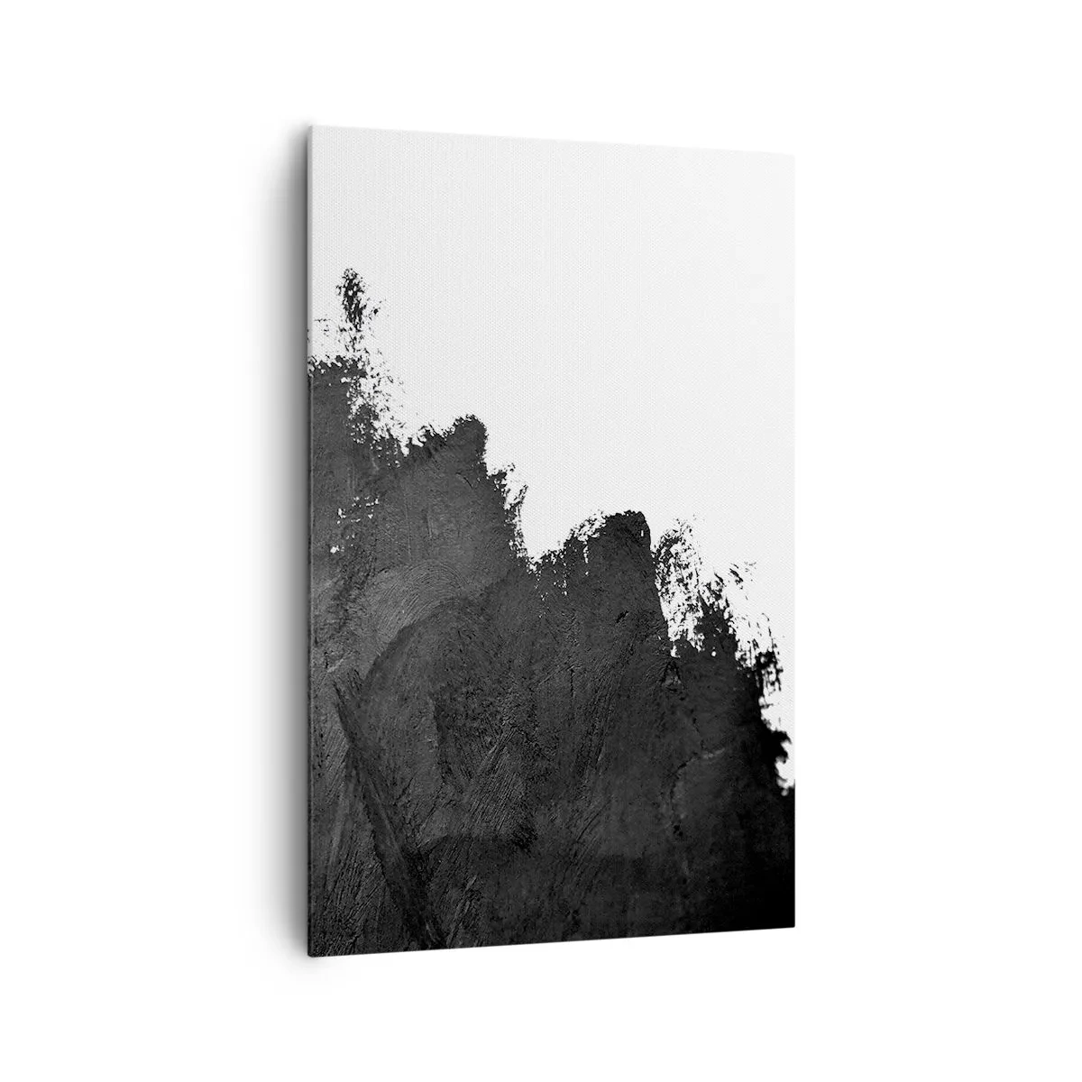 Impression sur toile - Image sur toile - Abstraction en noir et blanc avec des coups de pinceau contrastés - 80x120cm - Éléments : terre - Décoration murale moderne pour le salon et la chambre ARTTOR