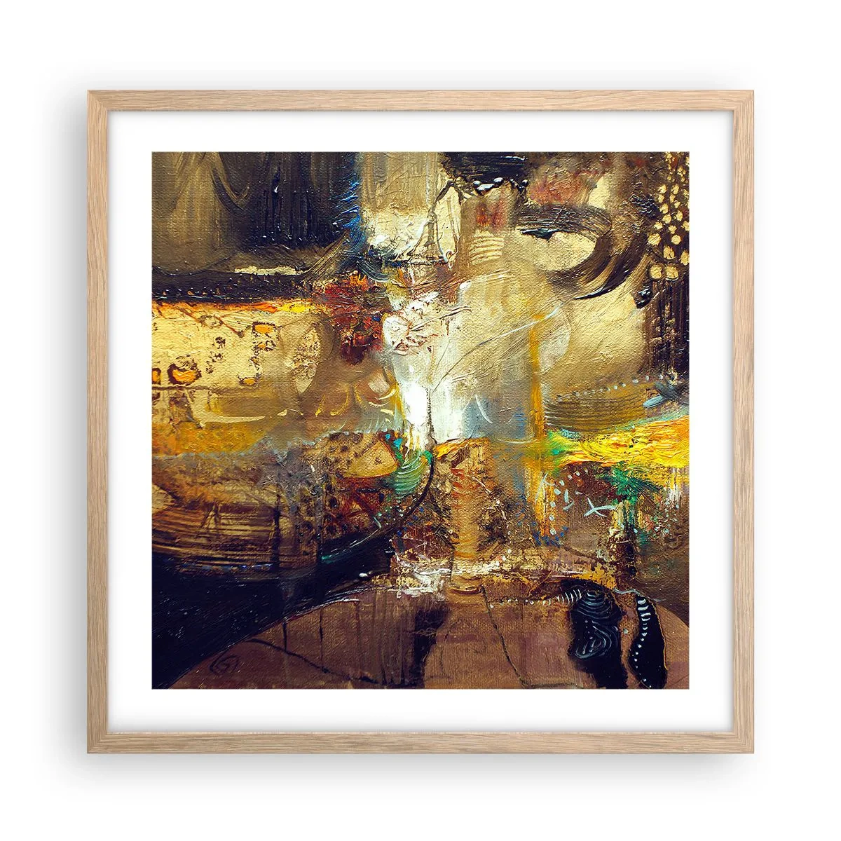 Affiche dans un chêne clair - Poster - Froid, tiède, chaud - 50x50 cm