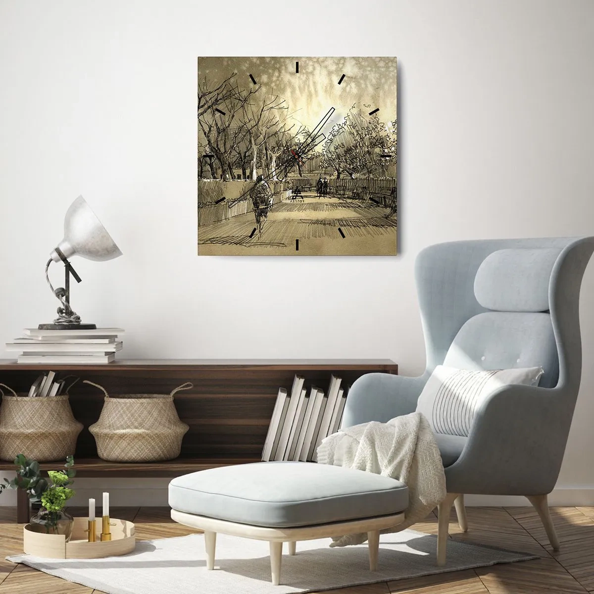 Horloge murale - Pendule murale - Un moment arrêté avec une plume - 30x30 cm