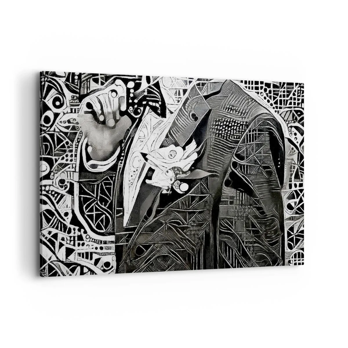 Impression sur toile - Image sur toile - Abstraction élégante d'un homme en costume en noir et blanc - 120x80cm - Seulement en apparence un homme froid - Décoration murale moderne pour le salon et la chambre ARTTOR