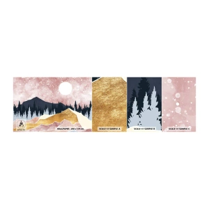 Échantillon de Papier Peint Autocollant Deluxe Sticker - Gardien de la nuit - Graphique, Paysage, Montagnes - 100x30 cm
