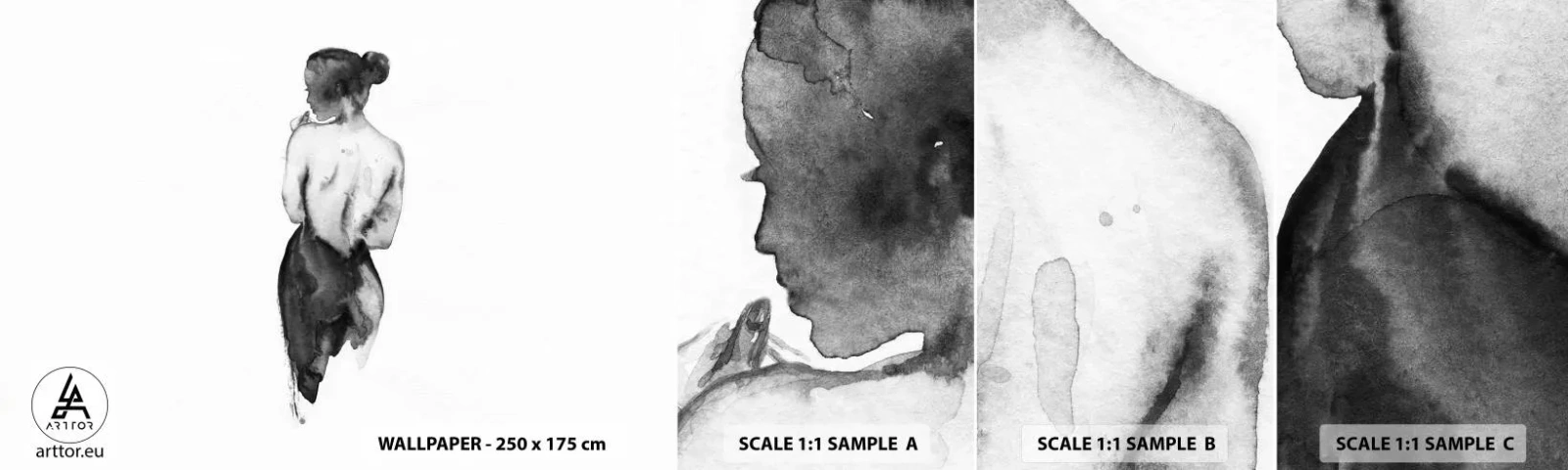 Échantillon De Papier Peint Standard Eco - Auprès d'elle, le monde disparaît - Femme, Le corps de la femme, Graphique - 100x30 cm