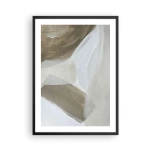 Affiche dans un cadre noir - Poster - Abstraction minimaliste dans des tons beiges - 50x70cm - Une vague de blanc - Décoration murale moderne pour le salon et la chambre ARTTOR