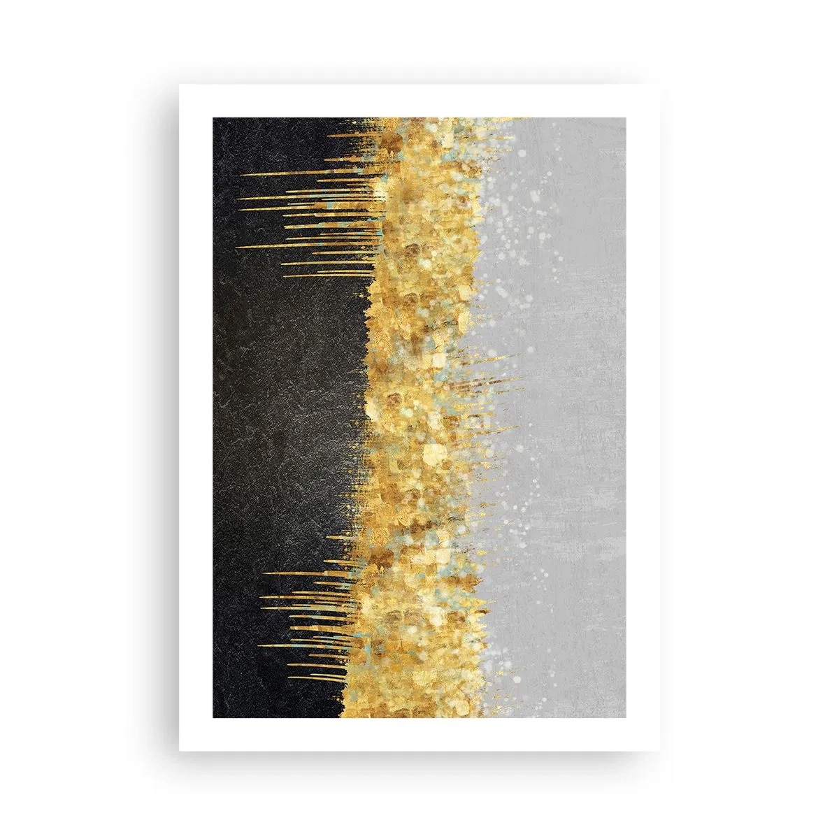 Affiche - Poster - Composition abstraite d'or, de noir et d'argent - 50x70cm - Vers l'intérieur et vers le haut - Décoration murale moderne pour le salon et la chambre ARTTOR