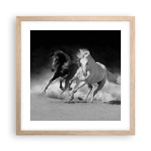 Affiche dans un chêne clair - Poster - Galop de la liberté - 40x40 cm