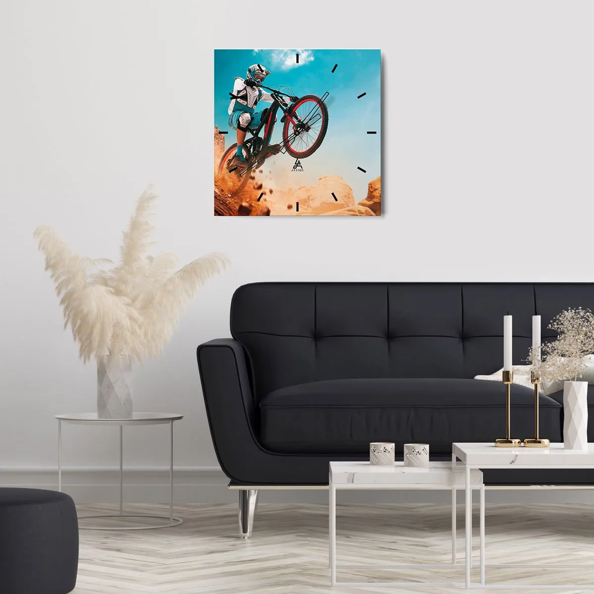 Horloge murale - Pendule murale - Démon de la folie du vélo - 40x40 cm
