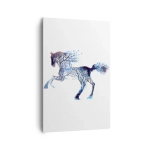 Impression sur toile - Image sur toile - Graphique artistique de cheval avec des motifs d'arbres et d'oiseaux - 80x120cm - Comme si la forêt avait bougé - Décoration murale moderne pour le salon et la chambre ARTTOR