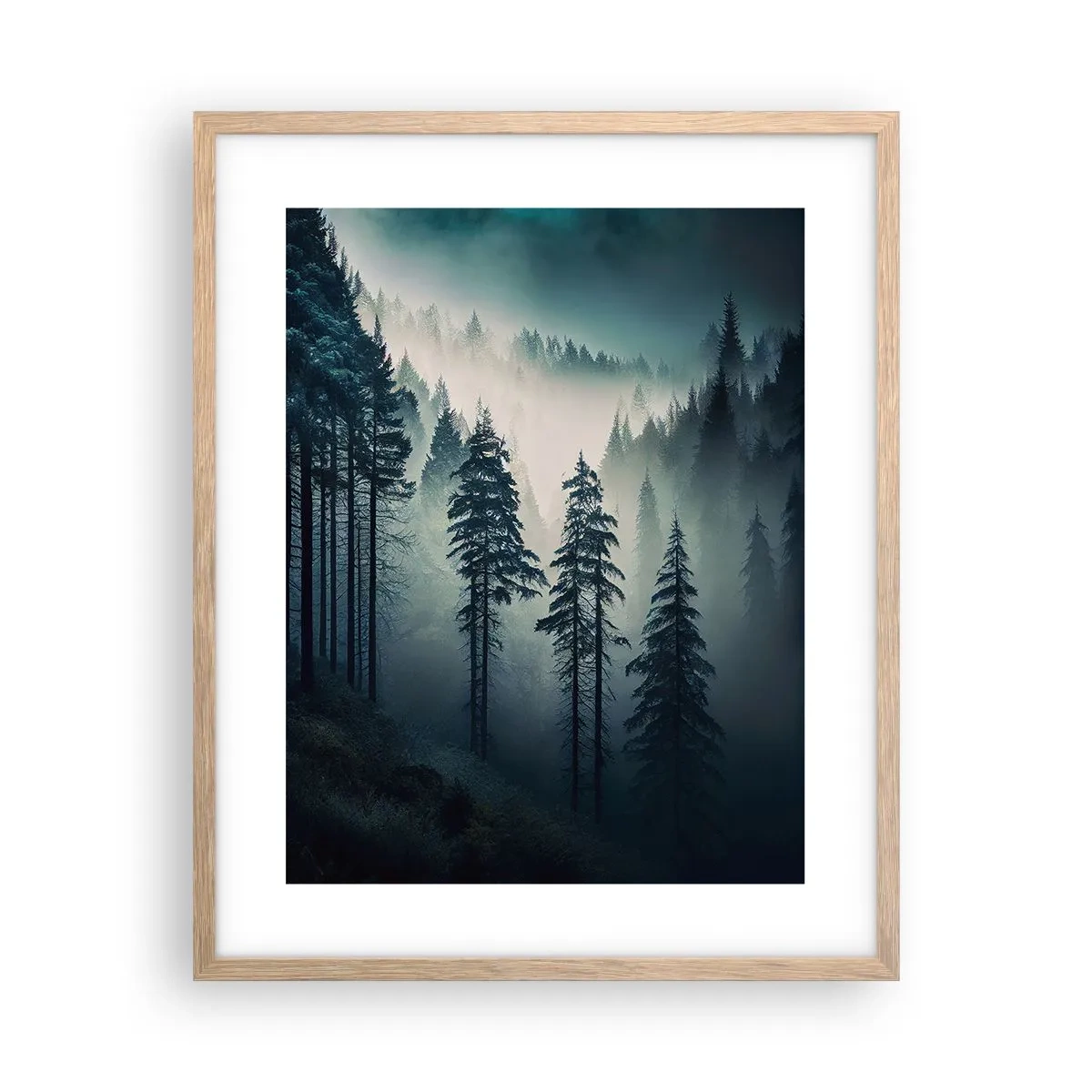 Affiche dans un chêne clair - Poster - Matin de montagne - 40x50 cm