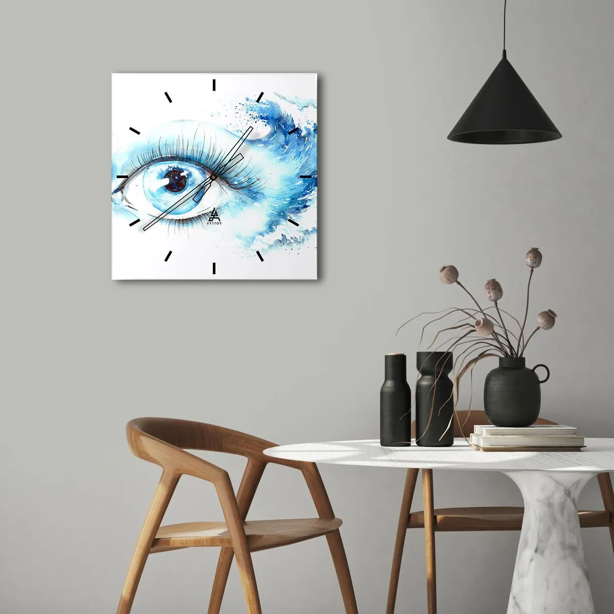 Horloge murale - Pendule murale - Plongez-vous dans le bleu du regard - 40x40 cm