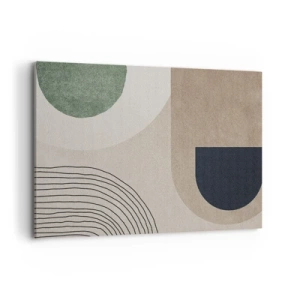 Impression sur toile - Image sur toile - Formes géométriques dans les tons beige et vert - 100x70cm - La douceur de l'ovale - Décoration murale moderne pour le salon et la chambre ARTTOR