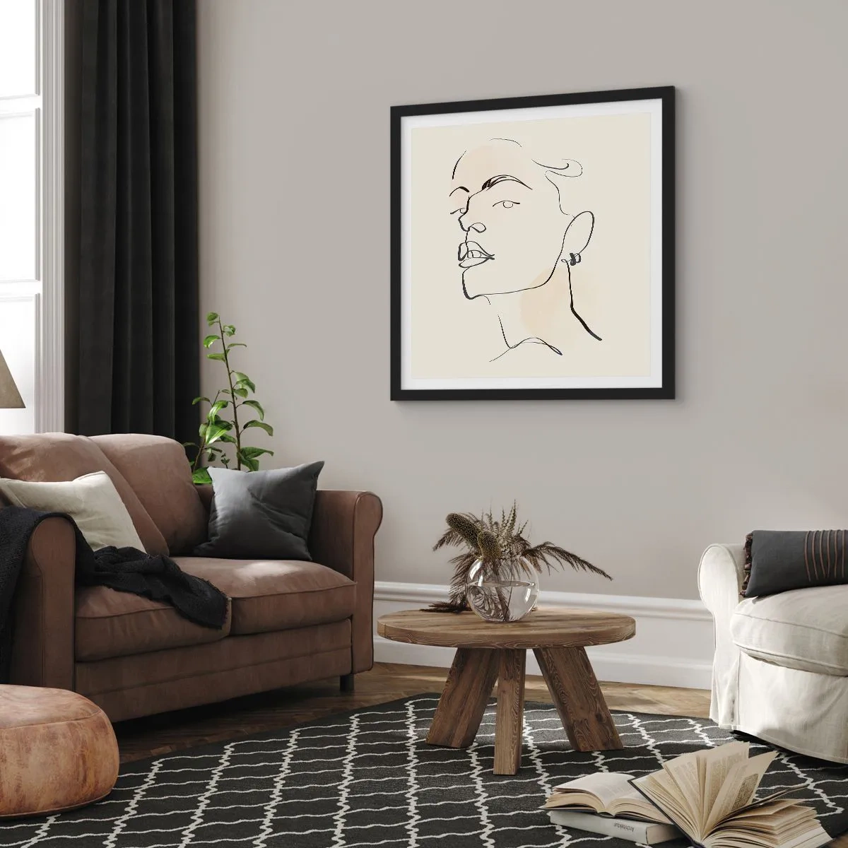 Affiche dans un cadre noir - Poster - Regard fier - 40x40 cm
