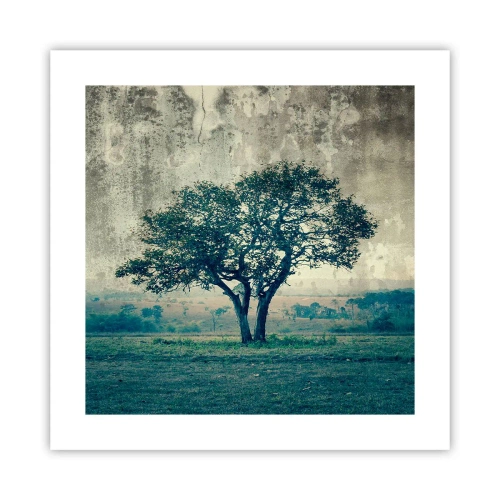 Affiche - Poster - Un pommier sur un champ bleu ? - 40x40 cm