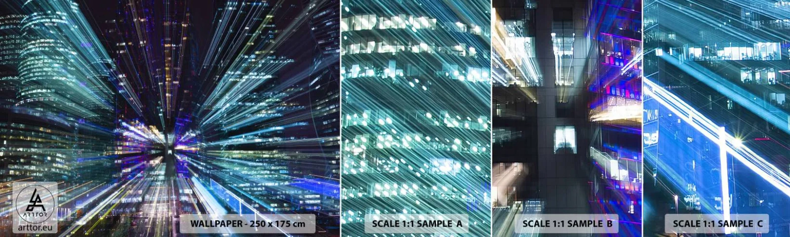 Échantillon De Papier Peint Standard Eco - Transition vers l'hyperespace - Abstraction, Ville, Graphique - 100x30 cm