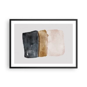 Affiche dans un cadre noir - Poster - Une composition minimaliste de trois rectangles aux tons terreux. - 70x50cm - Composition de couleurs de la terre - Décoration murale moderne pour le salon et la chambre ARTTOR