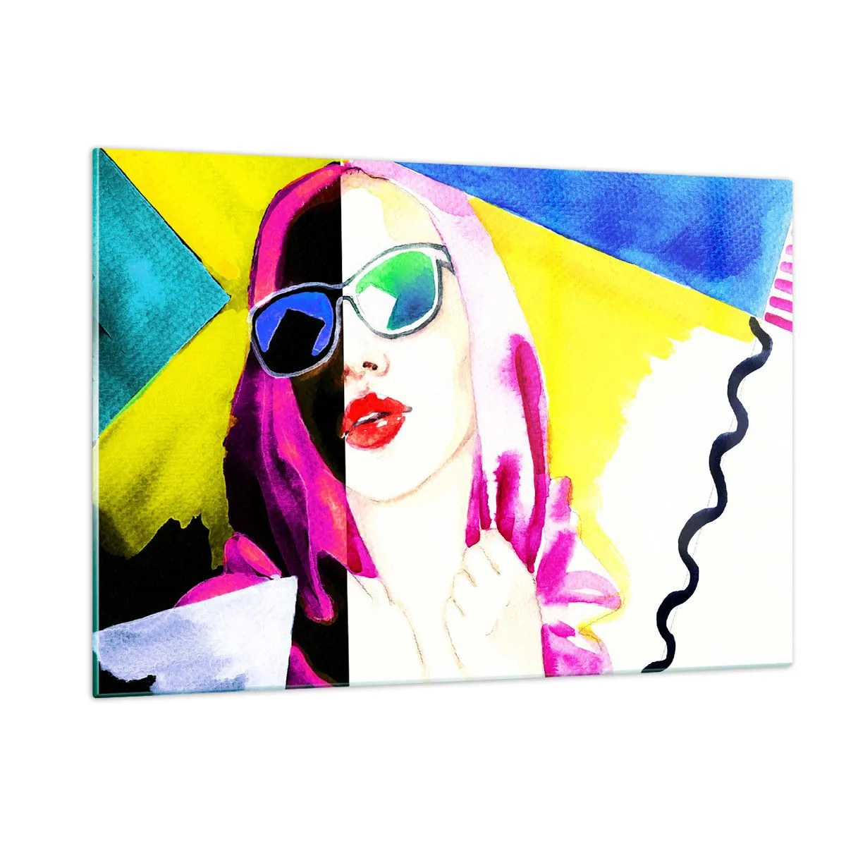 Impression sur verre - Image sur verre - Portrait d'une femme dans un style pop art coloré - 120x80cm - je ne suis pas blanche et je ne suis pas noire - Décoration murale moderne pour le salon et la chambre ARTTOR
