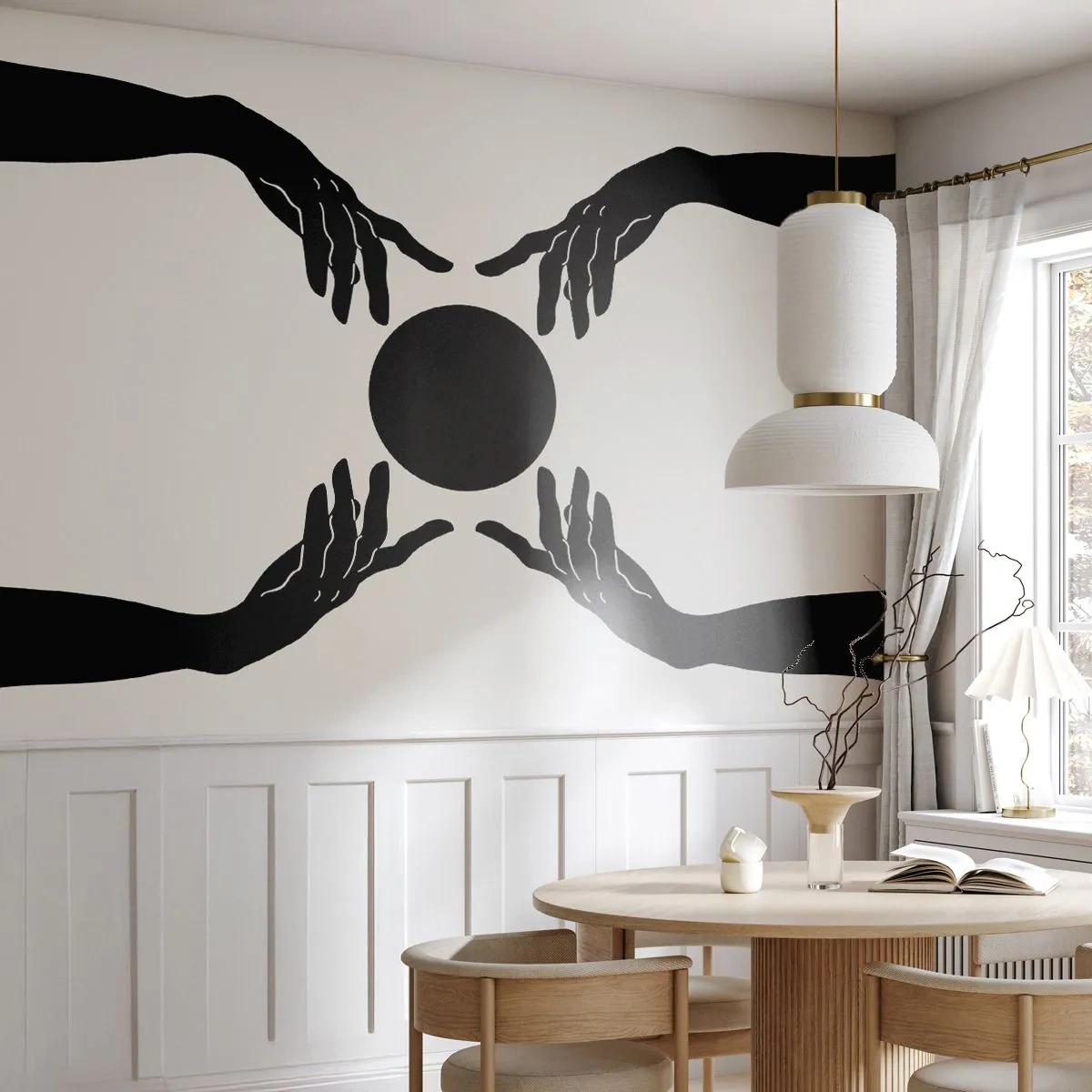 Papier Peint Autocollant Deluxe Sticker - Signe secret - Mains, Balle, Mains - 150x105 cm