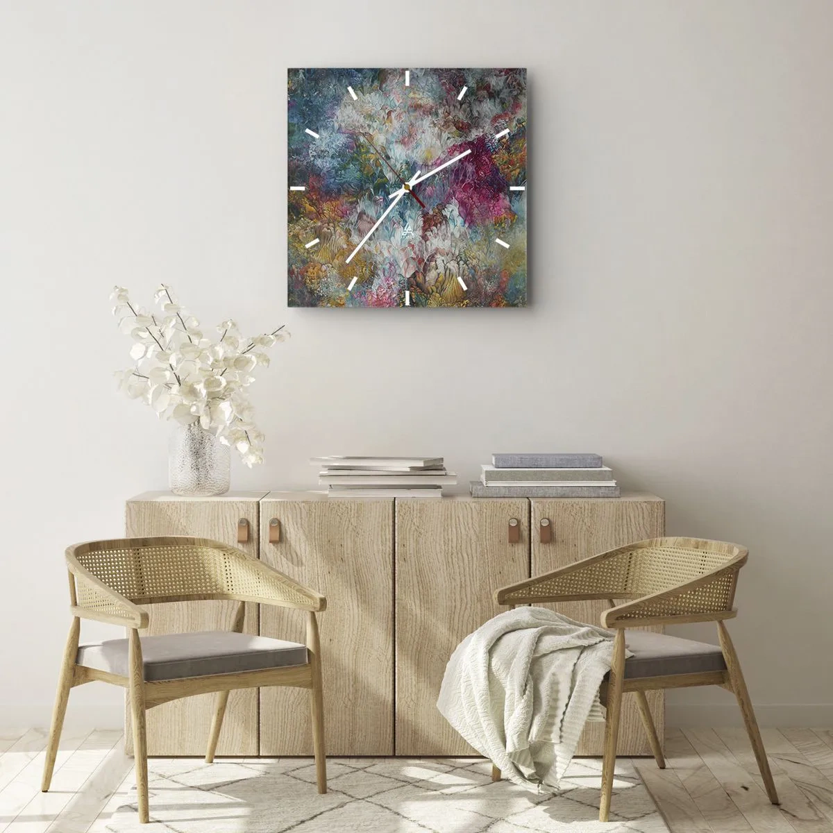 Horloge murale - Pendule murale - En pleine floraison - 30x30 cm