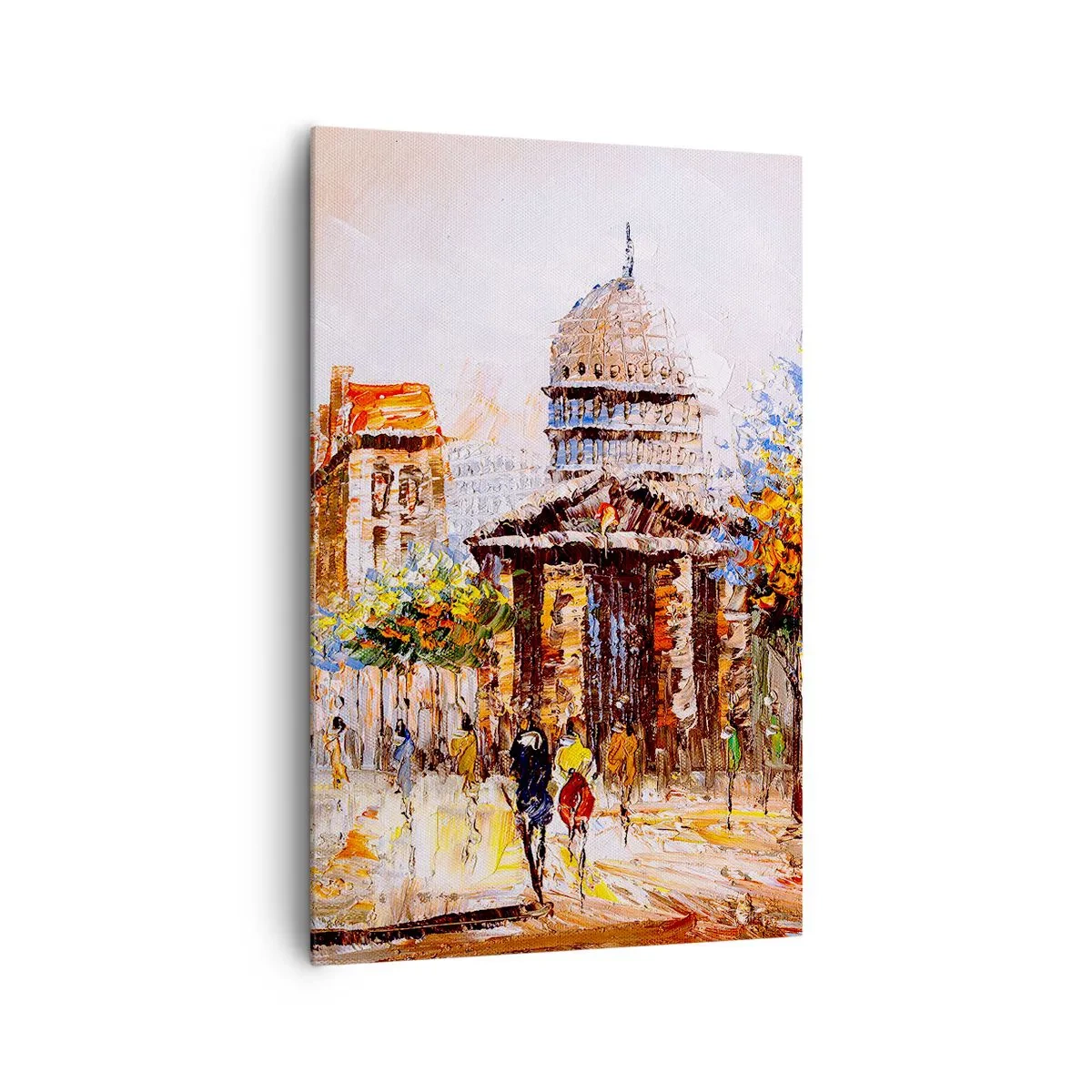 Impression sur toile - Image sur toile - Scène de ville impressionniste avec un bâtiment historique - 80x120cm - Promenade à Paris - Décoration murale moderne pour le salon et la chambre ARTTOR