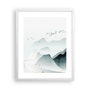 Affiche dans un cadre blanc - Poster - Au-delà des sommets - 40x50 cm