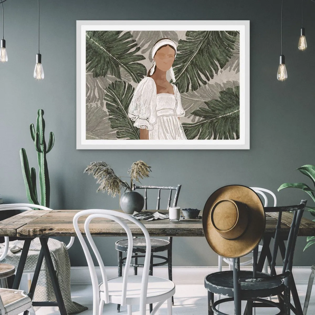 Affiche dans un cadre blanc - Poster - Portrait exotique - 100x70 cm