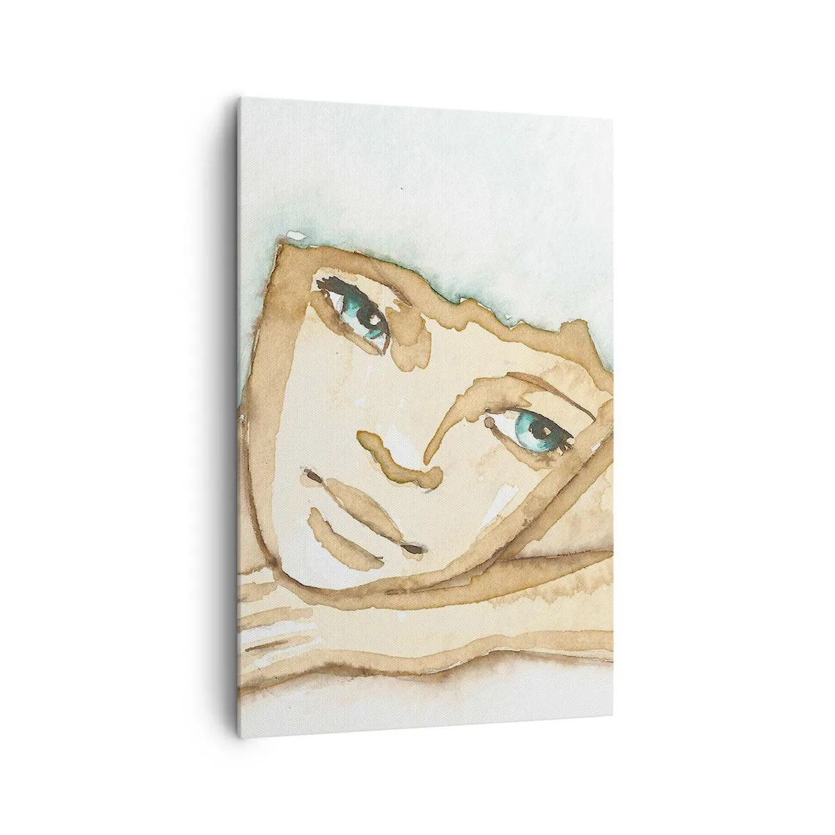 Impression sur toile - Image sur toile - Portrait artistique d'une femme aux couleurs pastel - 80x120cm - L'arbre de la poésie naît du silence - Décoration murale moderne pour le salon et la chambre ARTTOR