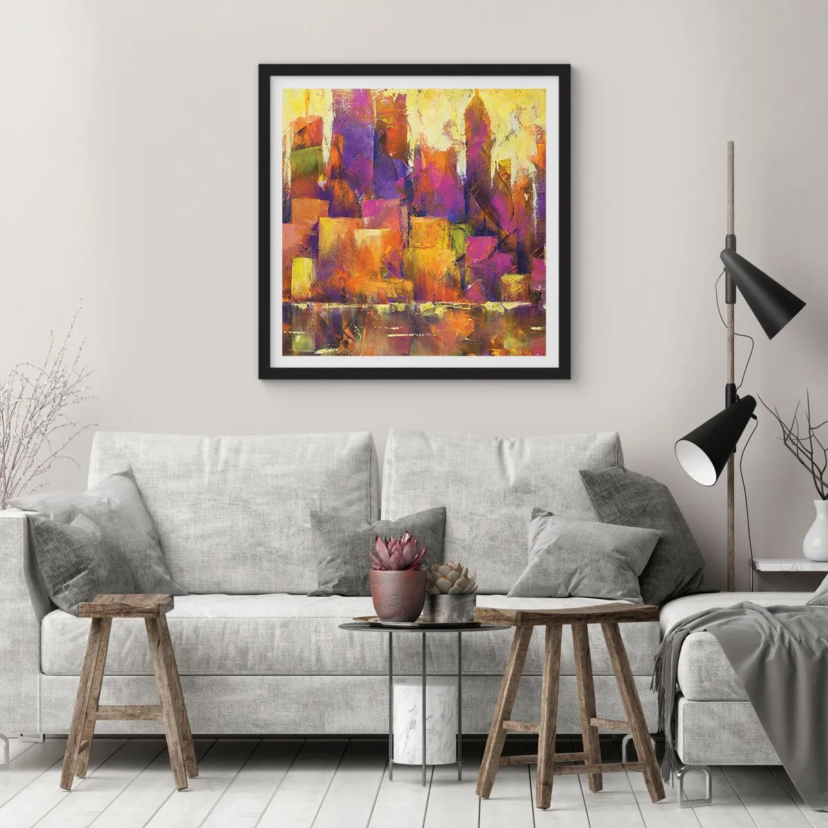 Affiche dans un cadre noir - Poster - Composition métropolitaine - 50x50 cm