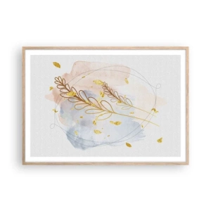 Affiche dans un chêne clair - Poster - Explosion d'or - 100x70 cm
