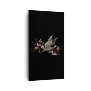 Impression sur toile - Image sur toile - Oiseau brodé exotique - 45x80 cm