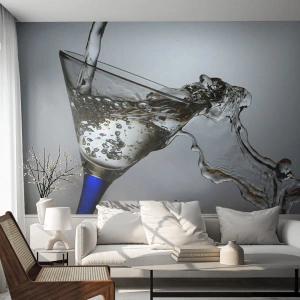 Papier Peint Photo Premium Canvas - Eau cristalline dans un verre cristal - Verre, Cocktail, La gastronomie - 200x140 cm