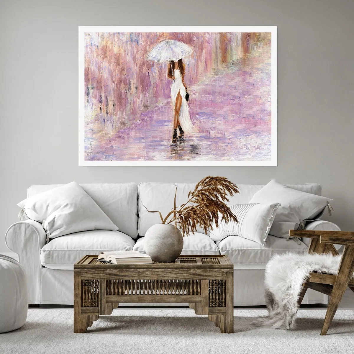 Affiche - Poster - Sous la pluie lilas - 50x40 cm
