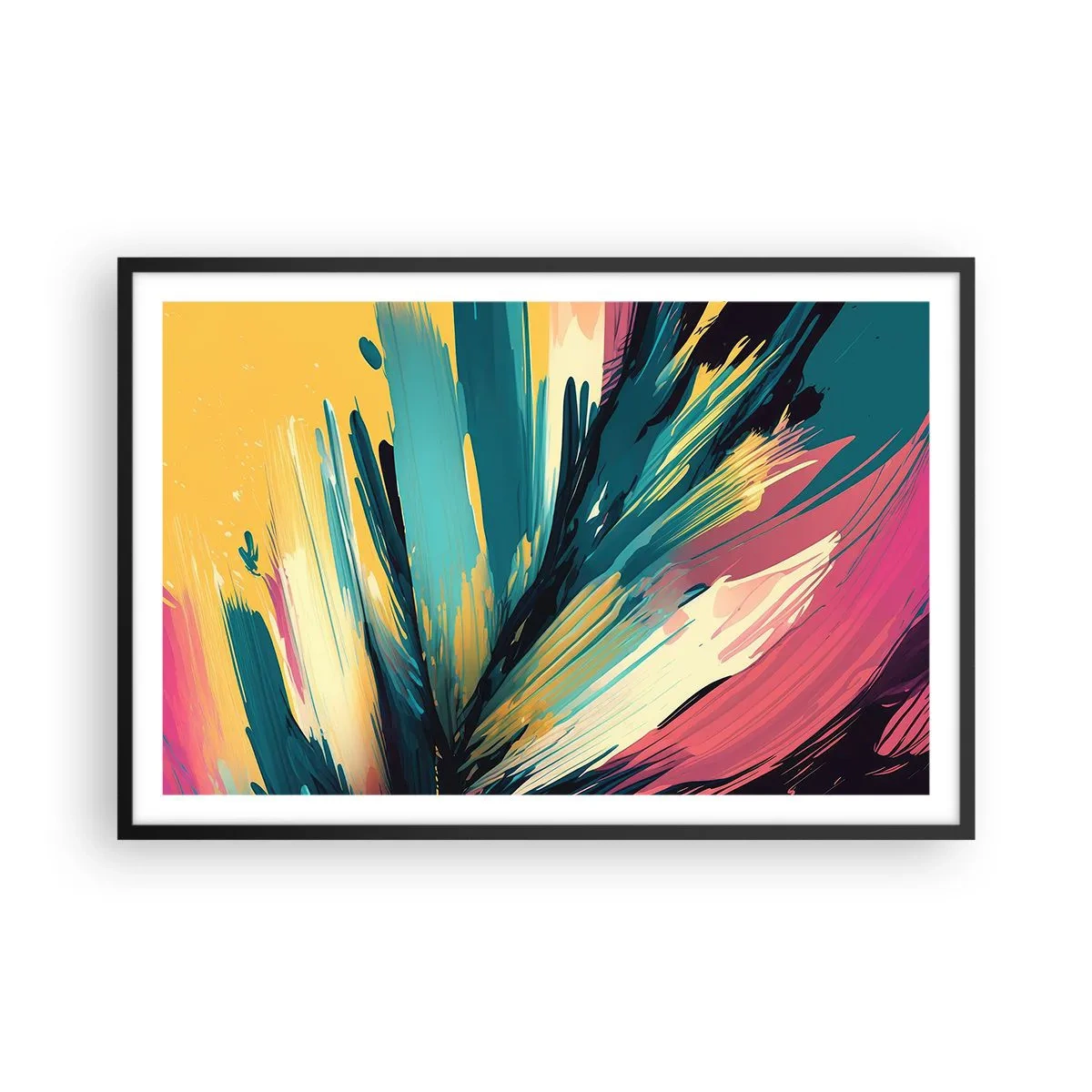 Affiche dans un cadre noir - Poster - Composition – une explosion de joie - 91x61 cm