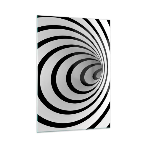 Impression sur verre - Image sur verre - Motif en spirale abstrait en noir et blanc - 50x70cm - Tu ne peux pas y résister aussi ? - Décoration murale moderne pour le salon et la chambre ARTTOR