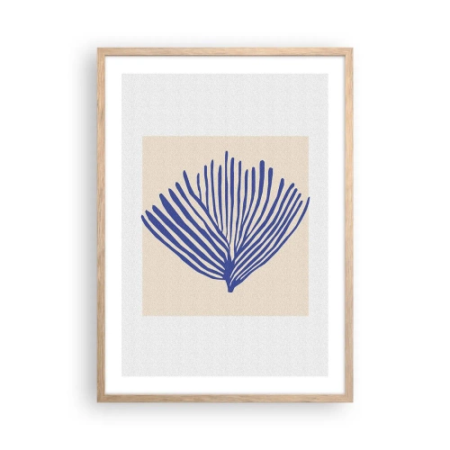Affiche dans un chêne clair - Poster - Éventail bleu - 50x70 cm