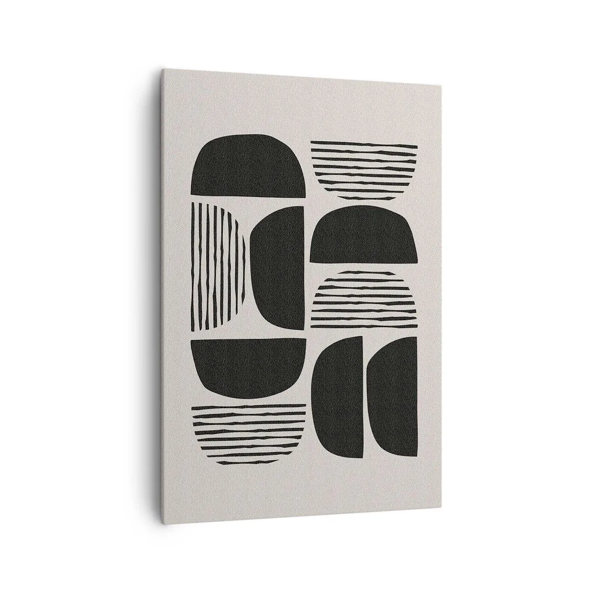 Impression sur toile - Image sur toile - Géométrie avec demi-cercles et lignes en noir sur fond clair - 70x100cm - Offres sans enthousiasme - Décoration murale moderne pour le salon et la chambre ARTTOR