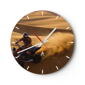 Horloge murale - Pendule murale - Quad dans le désert en action - 30x30cm - Sur les vagues de sable - Décoration murale moderne pour le salon, la cuisine et la chambre ARTTOR