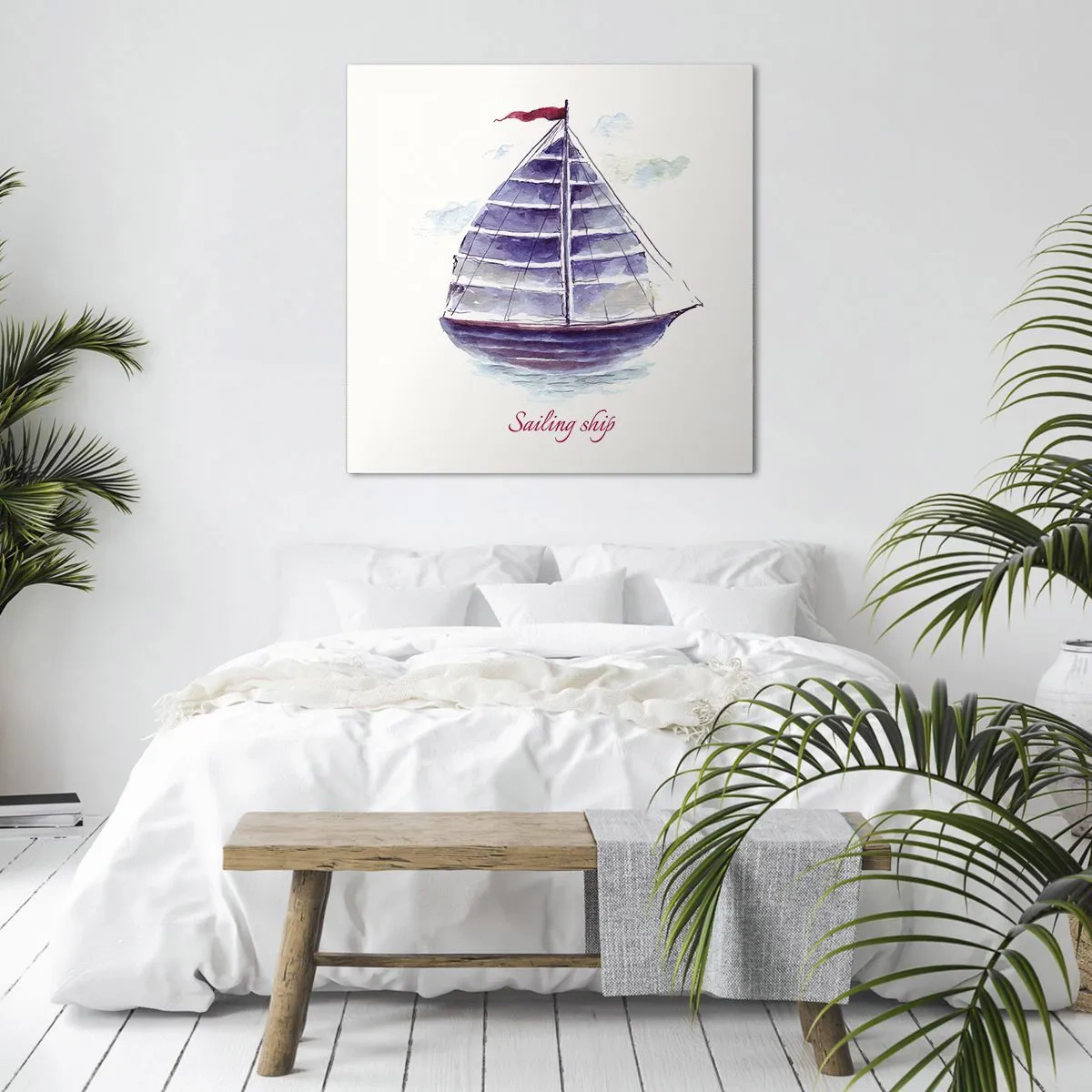 Impression sur toile - Image sur toile - Plein de voiles et d’eau calme - 60x60 cm