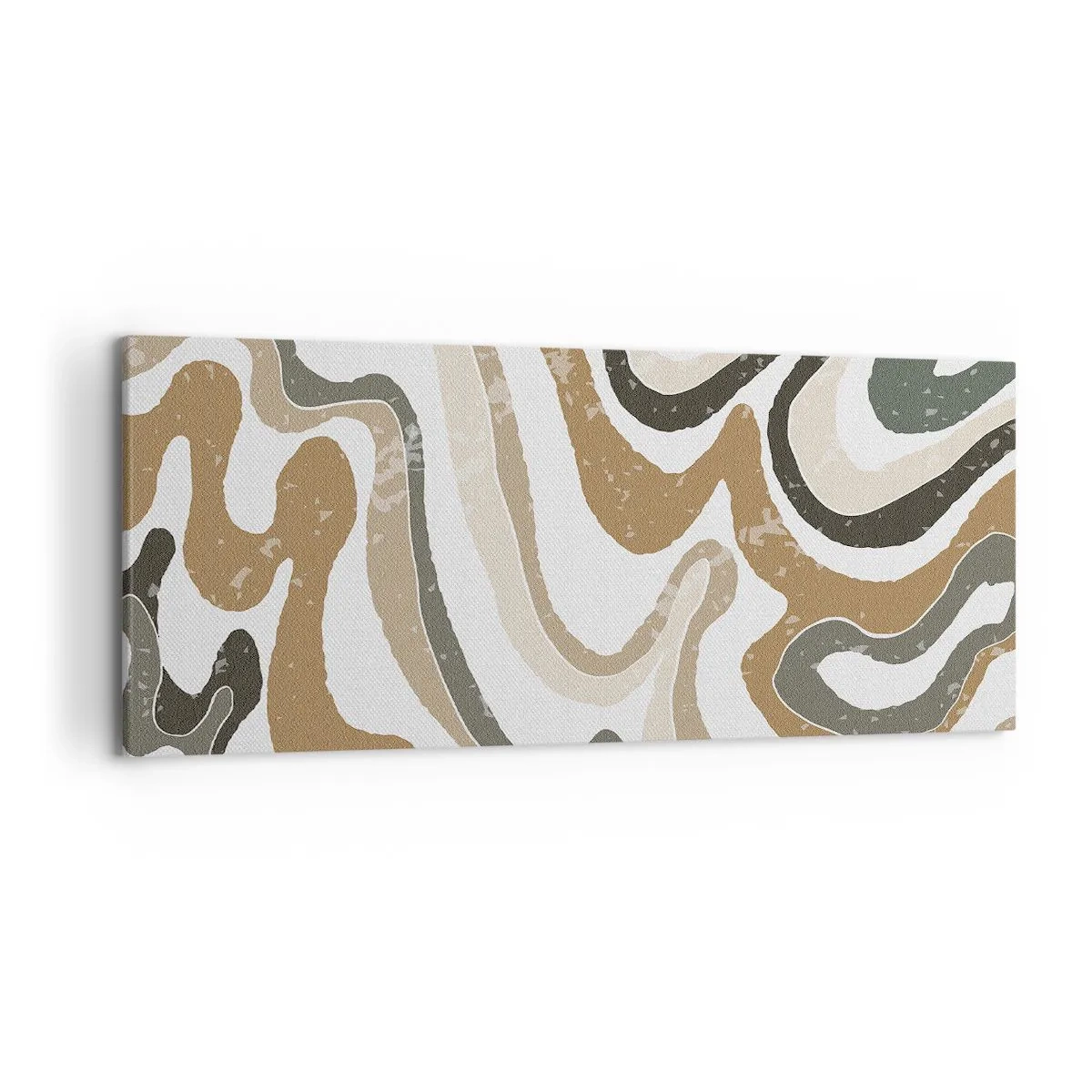 Impression sur toile - Image sur toile - Motifs terreux dans des tons de marron et de vert - 120x50cm - Méandres de couleurs de la terre - Décoration murale moderne pour le salon et la chambre ARTTOR