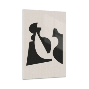 Impression sur verre - Image sur verre - Composition géométrique abstraite en noir et blanc - 70x100cm - À monter soi-même - Décoration murale moderne pour le salon et la chambre ARTTOR