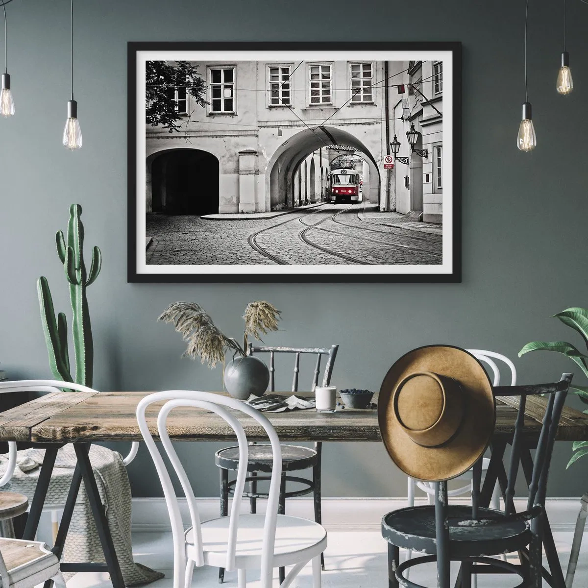 Affiche dans un cadre noir - Poster - Dans le labyrinthe de la ville - 50x40 cm