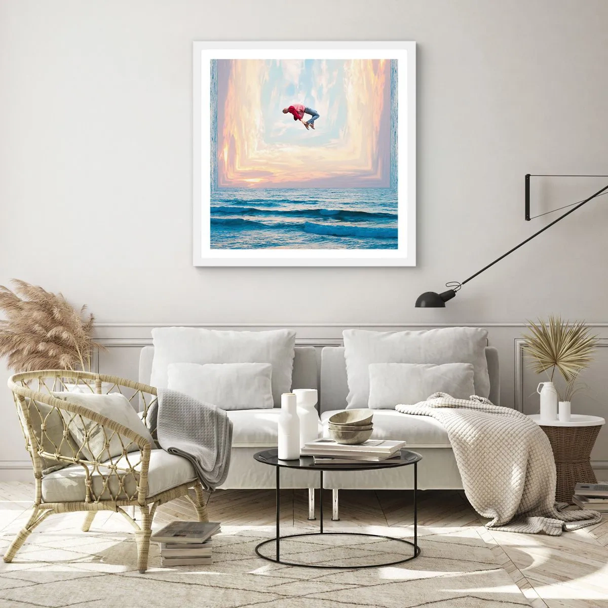 Affiche dans un cadre blanc - Poster - Vers une autre dimension - 50x50 cm